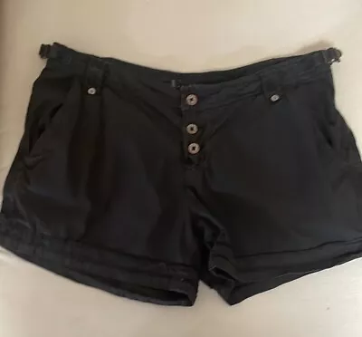 Da Nang Indi Chine Cotton Button Fly Shorts Blk Distressed M • $19.99