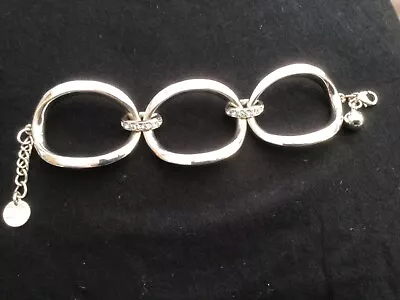 Karen Millen Designer Silver Tone Chain Link 3 Chunky Heavy Bracelet • £17.50