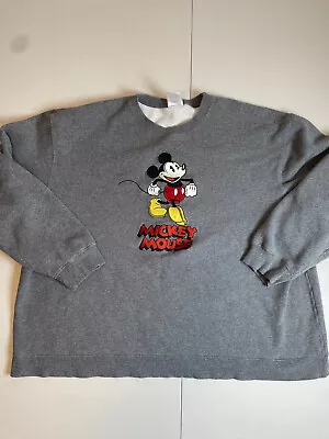 VTG Disney Store Embroiedered Pullover Gray Long Sleeve Sweatshirt Mens 3XL • $18.99