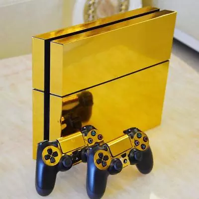 $17.91 • Buy Gold PS4 Playstation 4 Skin Wrap Sticker Decal Covers Console 2 Controller Kit++