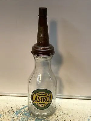 Castrol Wakefield Motor Oil Bottle Spout Cap Glass Vintage Style Gas Station • $19.99