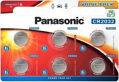 Panasonic CR2032 3V Battery 2032 Batteries Lithium Coin Cell Car Key Fobs Toys • £1.99