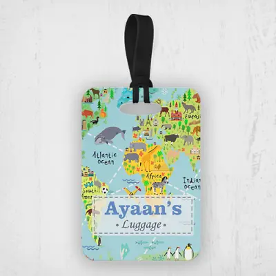 £6.99 • Buy Personalised Kids World Map Travel Suitcase Bag Luggage Tags