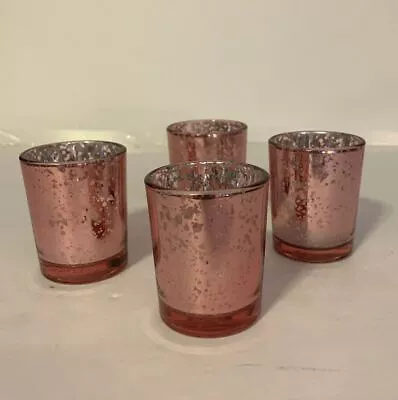 Candle Holders Metallic Pink Glass Votive Lot Of 4 - W/ Candle • $13.77