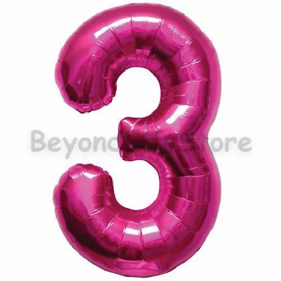 34  Large Magenta Number Balloons Happy Birthday Jumbo Foil Mylar Balloon • $5.99