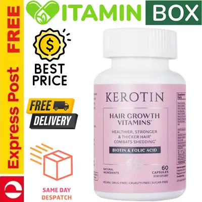 Kerotin Hair Growth Vitamins Hair Loss DHT Blocker Supplement Biotin Folic Acid • $62.95