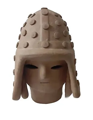 Contemporary Haniwa Warrior Head Helmet - Light Face Figure Head Sculpture • $100