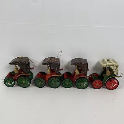 Christmas Ornament Vintage Tin Carriage Ornaments Lot Of 4 Red Green Brown White • $9.99