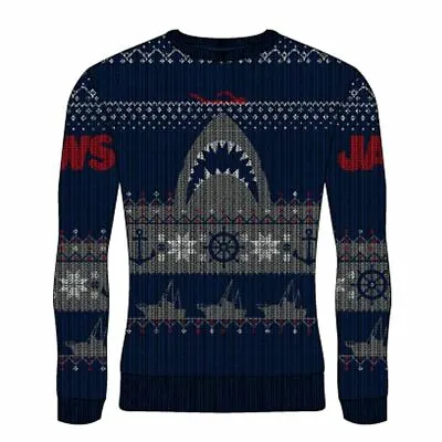 £14.95 • Buy Unisex Jaws Shark Poster Knitted Christmas Jumper