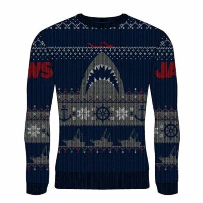 £14.95 • Buy Unisex Jaws Shark Poster Knitted Christmas Jumper