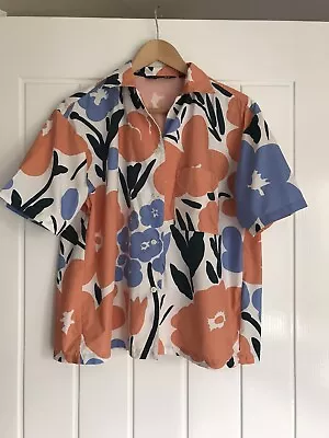 Marimekko X Uniqlo Women’s Floral Print Short-Sleeved Shirt M UK 12 EU 40 • £15