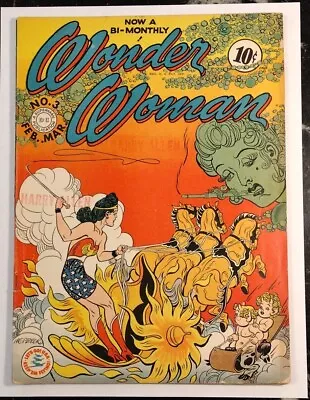 Wonder Woman #3  1943  4-Stories Full Page Ad For Comics Cavalcade #1  HOT🔥KEY • $2700