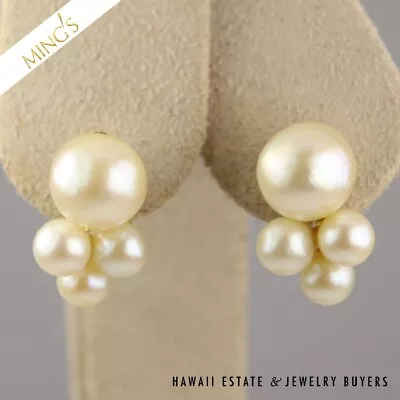 Ming's Hawaii 14K Yellow Gold Pearl Varied Cluster Post Earrings • $750