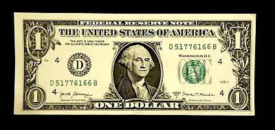 $1 One Dollar ERROR BILL Note INK BLEED Raised 6 Serial Number Off-Center 🔥  • $18