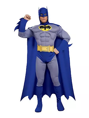 Mens Muscle Chest Batman Costume Deluxe DC Superhero Adult Fancy Dress Outfit • £53.38