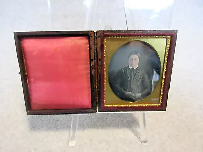 1840 DAGUERREOTYPE PHOTO 1/6 Plate  Solid Embossed Case PRETTY GIRL WOMANLADY • $65
