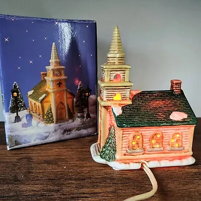Vintage - 1993 Lighted Porcelain Miniature 5  Village Church Works W/ Box • $24.99