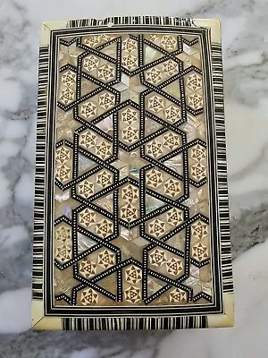 Moorish Box Mosaic Marquetry Jewelry Box Vintage Handmade Detailed Art Patterns • $95