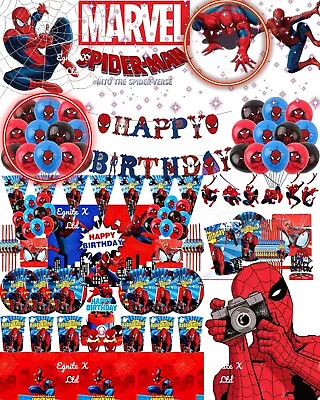 MARVEL SPIDER-MAN Birthday Party Tableware Supplies Decorations Hero Balloons • £19.99