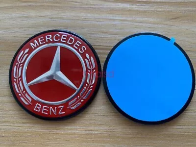 RED Hood Flat Badge Emblem (Paste) For Mercedes Benz A C E S ML CLS Class 57mm • $25.99