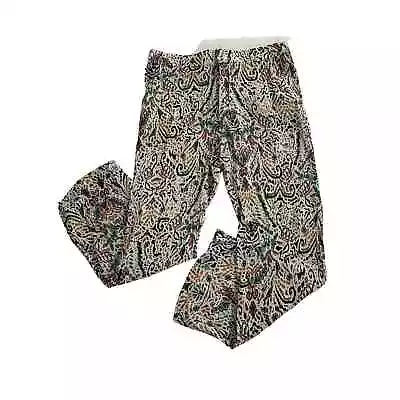 ZARA Women's Sz M Multi Color Flare Pants Tribal Print Stretch Waist Lightweight • $15.99