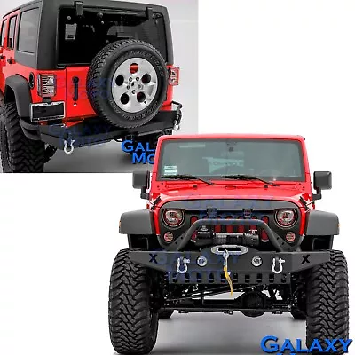 Front+Rear Bumper+Stainless Plate+Winch Plate+Hitch For 07-18 Jeep JK Wrangler  • $823.54