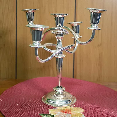 VTG Candelabra Silver Plated Art Nouveau England 5 Candle Holder 11” • $31.99