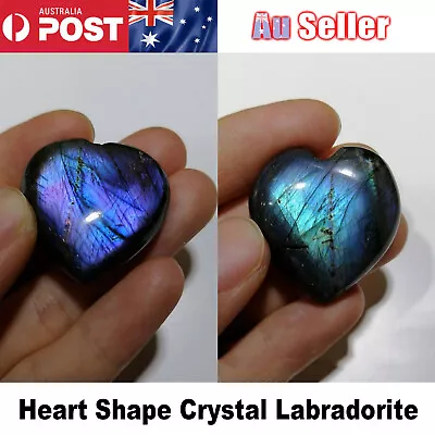 Heart Shape Crystal Labradorite Palm Stone Healing Quartz Gemstone Worry Stone • $5.99