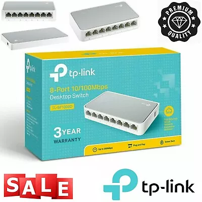 8 Port TP-LINK Fast Ethernet Switch LAN Network RJ45 Splitter Hub Wired NEW • £15.99