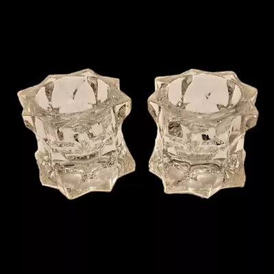 Crystal Candle Holders MIKASA Heavy Lead Sparkling Star Holder Set Of 2 Clear • $24