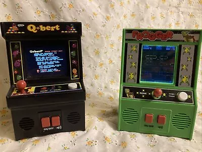 QBert Frogger Lot 2 Classic Mini Table Top Battery Powered Arcade Game • $25