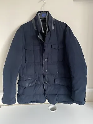 Men’s Massimo Dutti Puffer Style Coat Navy Size Large • £39.99