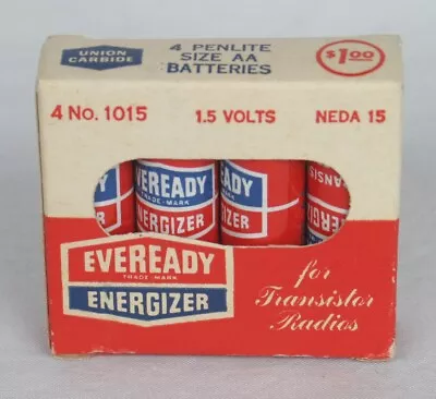 Vintage Box Of 4 Eveready Energizer Penlite AA Batteries For Transistor Radios • $19.95