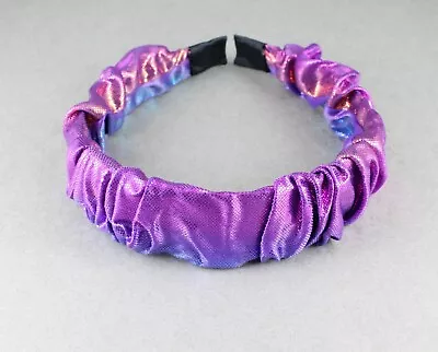 Purple Pink Iridescent Headband Hair Band Scrunched Shiny Ombre Mermaid Colors • $5.21