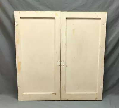 Pair Vintage Shabby White Wood Cupboard Cabinet Doors 18x37 Chic Old 671-24B • $99