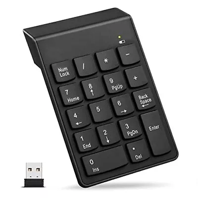 Wireless Number Pad 18 Key Numeric Keypads With 2.4G Mini USB Receiver Financ... • $18.53