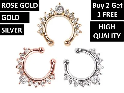 Fake Septum Clicker Nose Ring Non Piercing Clip On Jewelry ✠✠ Buy 2 Get 1 FREE✠ • £2.25