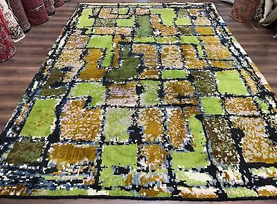 Large Swedish Shag Rug 8x11 Rya Vintage Mid Century Abstract Mutlicolor Carpet • $1649.40