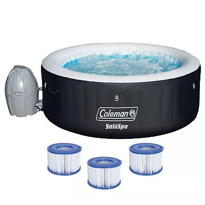 Coleman SaluSpa 4 Person Inflatable Hot Tub Spa With 3 Filter Cartridge Refills • $527.99