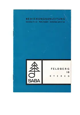 Original Operating Instructions For Saba Feldberg 18 Stereo • $36.37