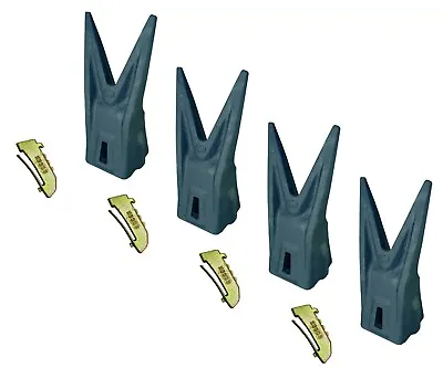 4 Hensley Style Parabolic Twin Tiger Rock Teeth W Steel Pins -330 Series- X330WT • $372.19