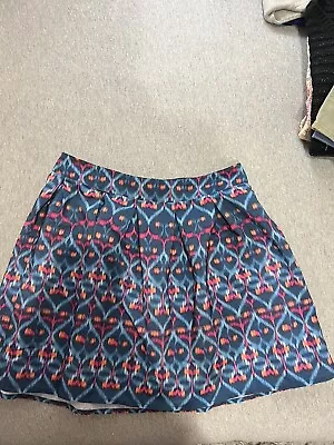 Bethany Mota Skirt Womens Size Medium 100% PolyBack Zip Ikat Pleated Blue Skater • $6.99