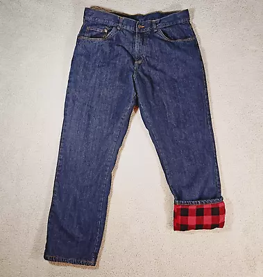 Adventuridge Jeans Mens Size 36x32 Blue Flannel-Lined Denim Straight Fit Outdoor • $22