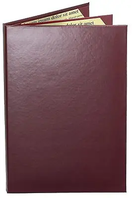 MENU COVERS BURGUNDY CASEBOUND TRIPLE PANEL - 4-VIEW - 8.5  X 14  • $124.75