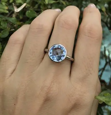 $14.88 • Buy Blue Topaz Gemstone 925 Sterling Silver Handmade Ring All Size