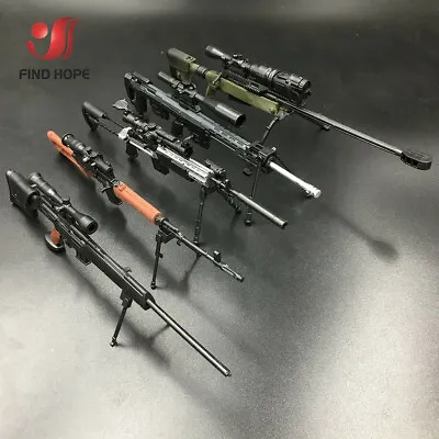 1/6 AWM MK14 DSR PSG-1 SVD TAC Sniper Rifle Weapon Assemble Toy Gun Model 6Pcs • £10.79