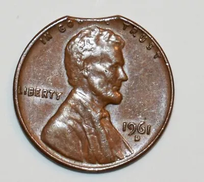 1961 D Penny Multi-Error One Cent Lincoln Memorial Clipped Planchet • $200