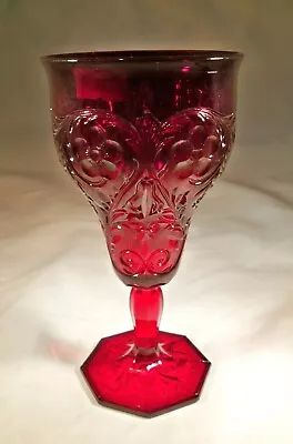 McKEE GLASS CO. ROCK RUBY RED 8-OUNCE 6-3/4  TALL FOOTED WATER GOBLET! • $57.95