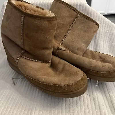 Minnetonka Moccasins Brown Shearling Lined Suede Fleece Lined Boots Mens Size 10 • $22.22