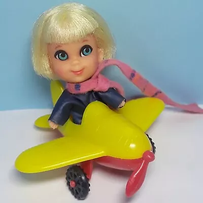 Vintage Mattel Liddle Kiddles WINDY FLIDDLE Doll Jumpsuit Scarf Airplane • $29.95